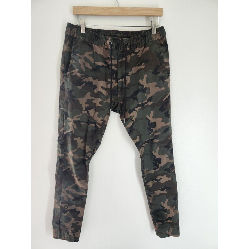 Men's Camouflage  Pants Tapered Leg Drawstring Closure Pockets Army Style Sz S
